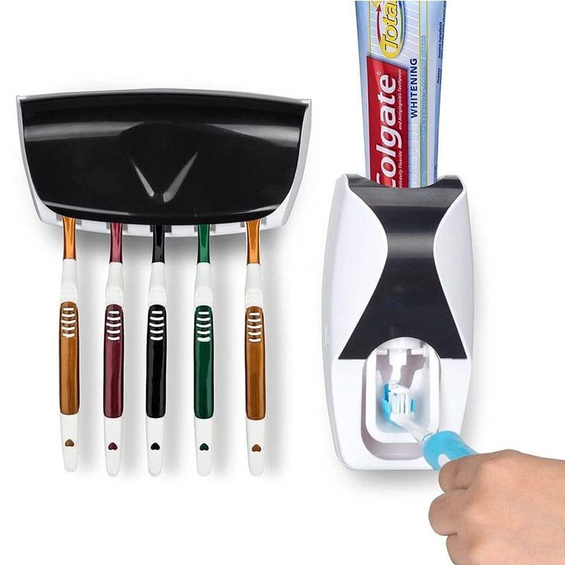Toothbrush Holder Automatic Toothpaste Dispenser Set Dustproof Sticky Suction Wall Mounted Toothpaste Squeezer for Bathroom - Ammpoure Wellbeing