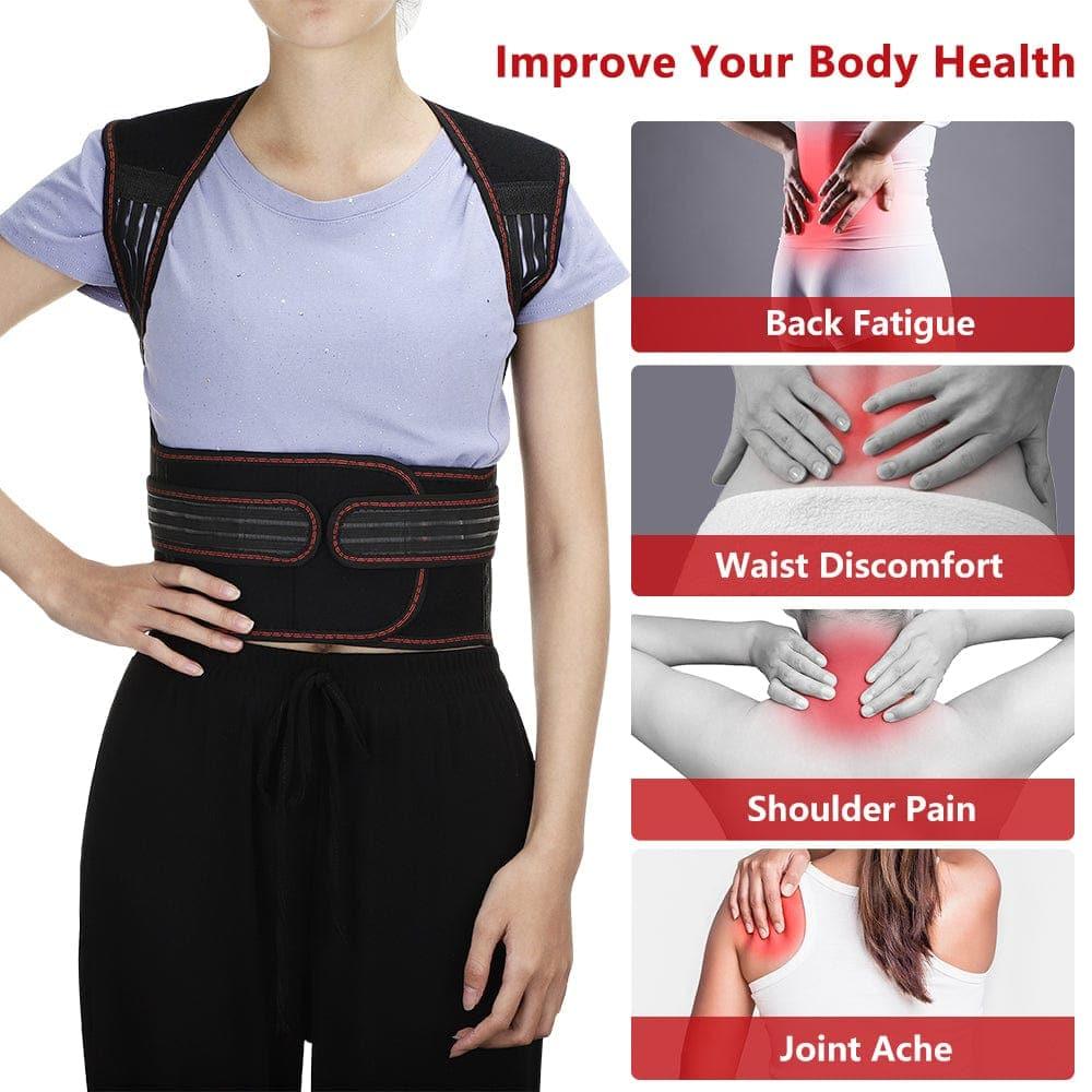 Tourmaline Self - heating Magnetic Therapy Waist Back Shoulder Posture Corrector Spine Lumbar Brace Back Support Belt Pain Relief - Ammpoure Wellbeing
