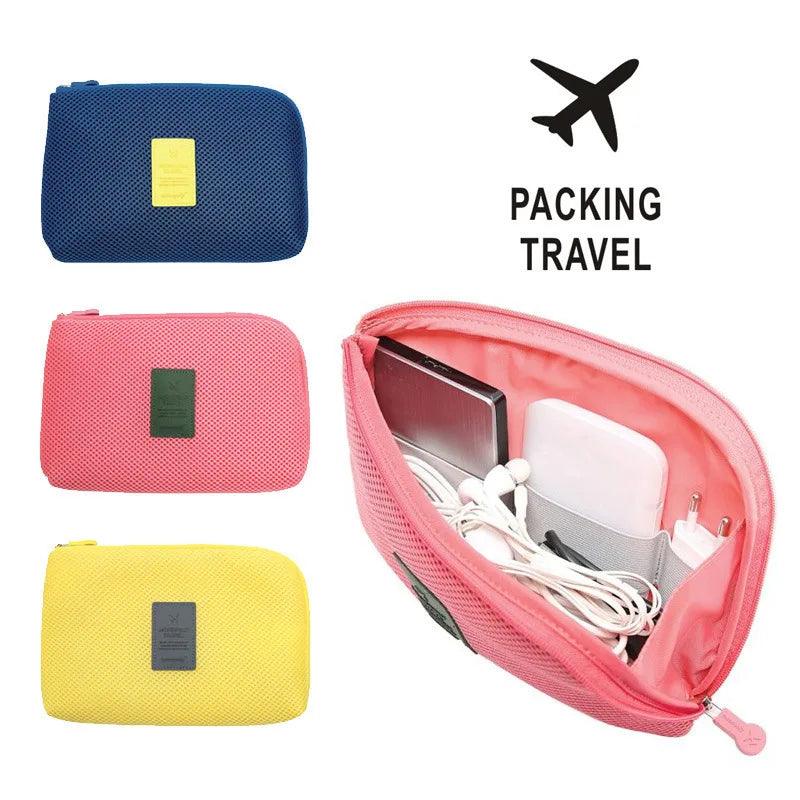 Travel Accessory Cable Bag Portable Digital USB Electronic Organizer Gadget Case Travel Cellphone Charge Mobile Charger Holder - Ammpoure Wellbeing