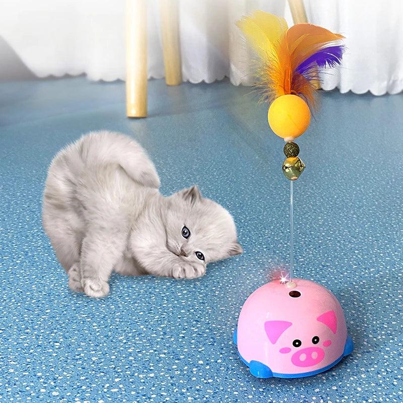 Tumbler Toy Cat Interactive Ball Toy Pet Teaser Stick Colorful Feather Funny Pet Products Playing Supplies - Ammpoure Wellbeing