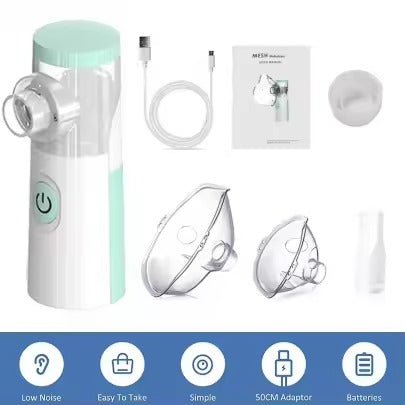 UK Handheld Inhale Nebulizer Portable, Autocleaning, Silent Green - Ammpoure Wellbeing