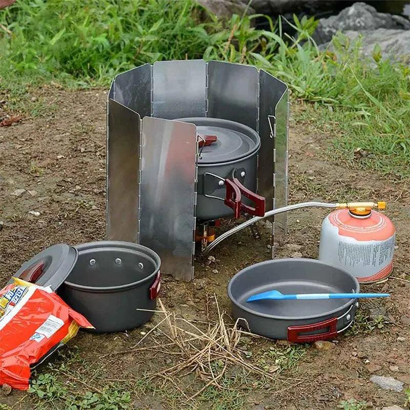 Ultralight Outdoor 10 Plates Foldable Wind Shield Camping Stoves Windshield Foldable Gas Cookers Wind Deflectors Stove - Ammpoure Wellbeing