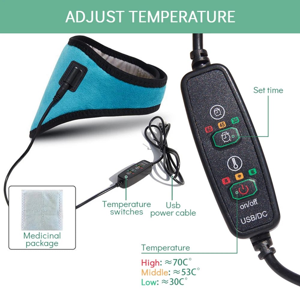 USB Three Temperature Adjustable Electric Heating Compress Neck Protection Massage Moxibustion And Hot Compress Mugwort Massager - Ammpoure Wellbeing