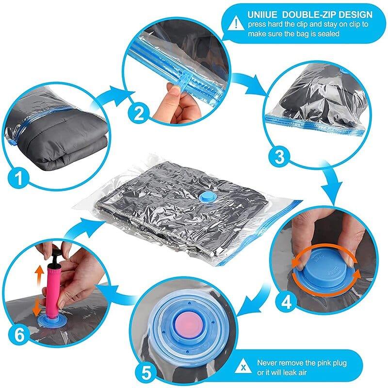 Vacuum Storage Bag Clothes Organizer Bag for Bedding,Pillows,Towel,Space Saver Travel Seal Packet With Valve Vacuum Bag Package - Ammpoure Wellbeing