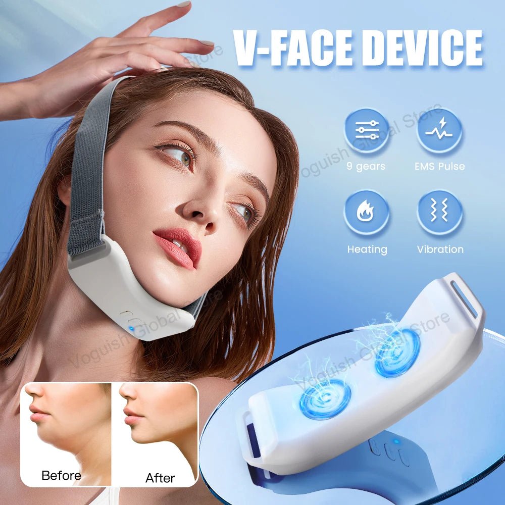 Vibration Chin - Up V Face Massager for Face EMS Facial Lifter Beauty Device Double Chin Remover V - Line Up Facelift Shaper Belt - Ammpoure Wellbeing