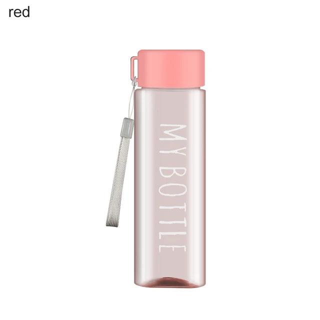 Water Bottle Transparent Square Plastic Drink Cup Outdoor Cold Juice Milk Sport Bottle With Portable Rope Leakproof Water Bottle - Ammpoure Wellbeing