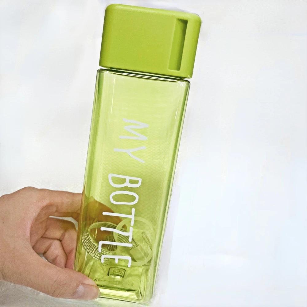 Water Bottle Transparent Square Plastic Drink Cup Outdoor Cold Juice Milk Sport Bottle With Portable Rope Leakproof Water Bottle - Ammpoure Wellbeing