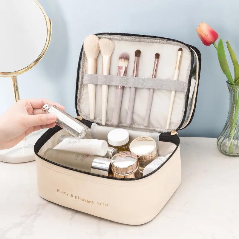 Waterproof PVC Women Cosmetic Bag Portable Traveling Leather Toiletries Organize Storage Make Up Case Transparent Handbag - Ammpoure Wellbeing