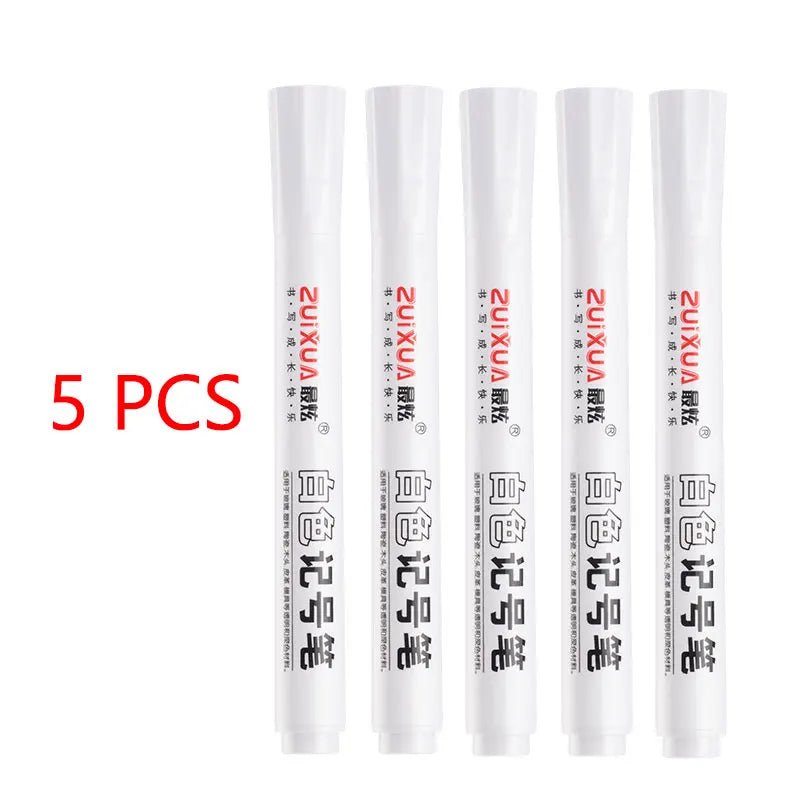 White Marker Pens set 2.0mm Oily Waterproof White Gel Pen DIY Graffiti Sketching Marker Stationery Writing School Supplies brush - Ammpoure Wellbeing