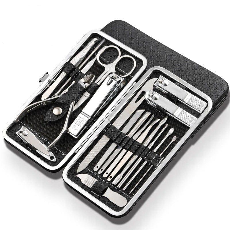 Wholesale UK 19 in 1 Stainless Steel Manicure set Nail clipper Kit Bulk - Ammpoure Wellbeing