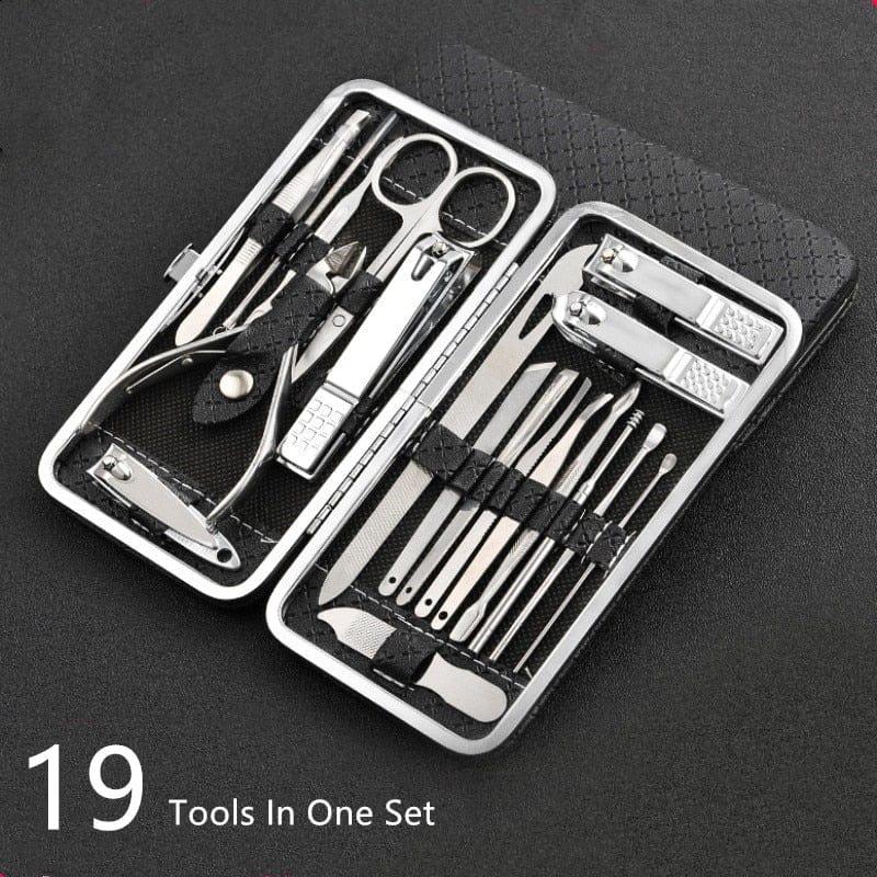 Wholesale UK 19 in 1 Stainless Steel Manicure set Nail clipper Kit Bulk - Ammpoure Wellbeing