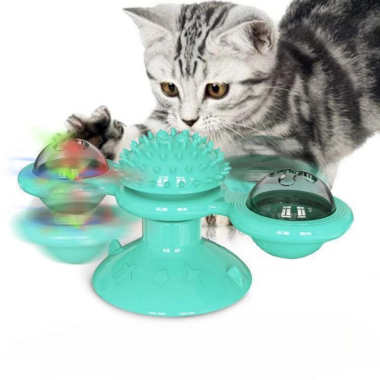 Windmill Cat Toy Interactive Pet Toys for Cats Puzzle Cat Game Toy With Whirligig Turntable for Kitten Brush Teeth Pet Supplies - Ammpoure Wellbeing