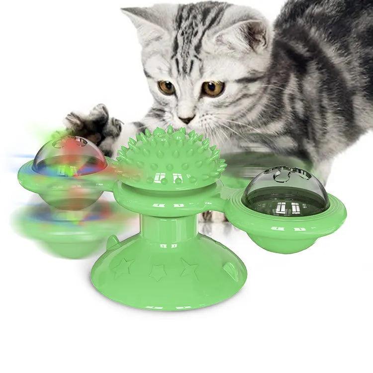 Windmill Cat Toy Interactive Pet Toys for Cats Puzzle Cat Game Toy With Whirligig Turntable for Kitten Brush Teeth Pet Supplies - Ammpoure Wellbeing