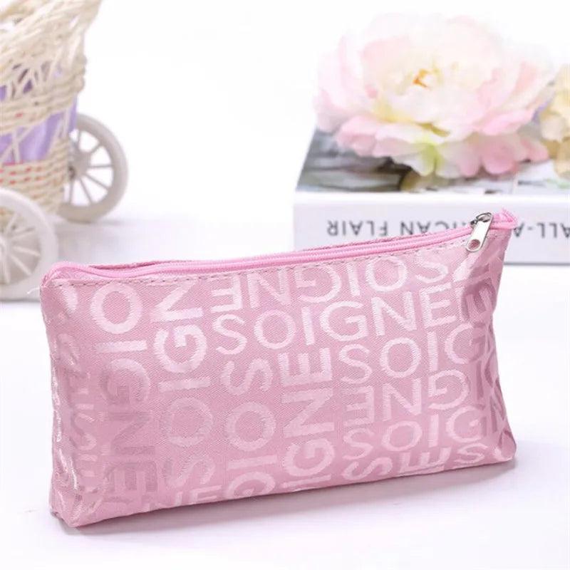 Women Cosmetic Bag Portable Cute Multi - function Beauty Zipper Travel Letter Makeup Bags Pouch Toiletry Organizer Holder Toiletry - Ammpoure Wellbeing