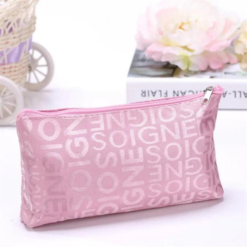 Women Cosmetic Bag Portable Cute Multi - function Beauty Zipper Travel Letter Makeup Bags Pouch Toiletry Organizer Holder Toiletry - Ammpoure Wellbeing