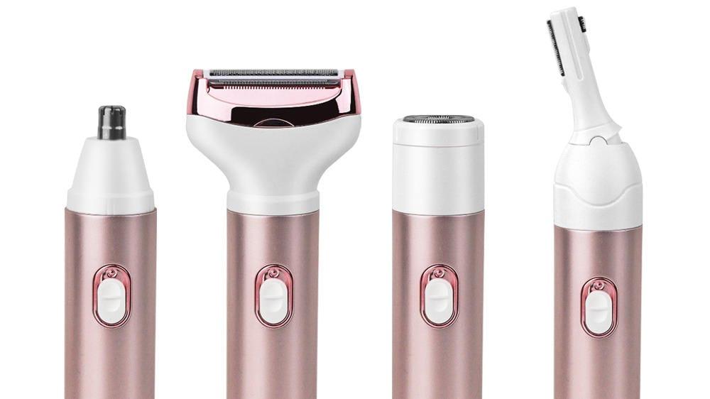 Women Electric Shaver Cordless Portable 4 in 1 Lady Painless Nose Eyebrow Facial Hair Remover Grooming Kit - Ammpoure Wellbeing