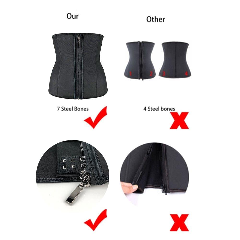 Women Latex Waist Trainer Body Shaper Corsets with Zipper Cincher Corset Top Slimming Belt Black Shapers Shapewear Plus Size - Ammpoure Wellbeing