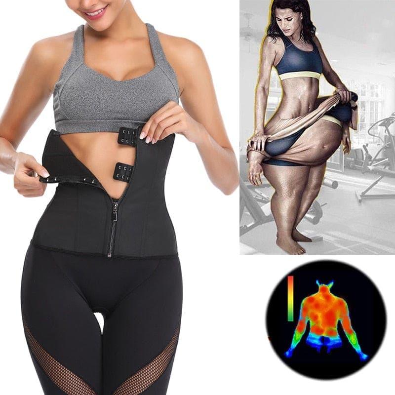 Women Latex Waist Trainer Body Shaper Corsets with Zipper Cincher Corset Top Slimming Belt Black Shapers Shapewear Plus Size - Ammpoure Wellbeing