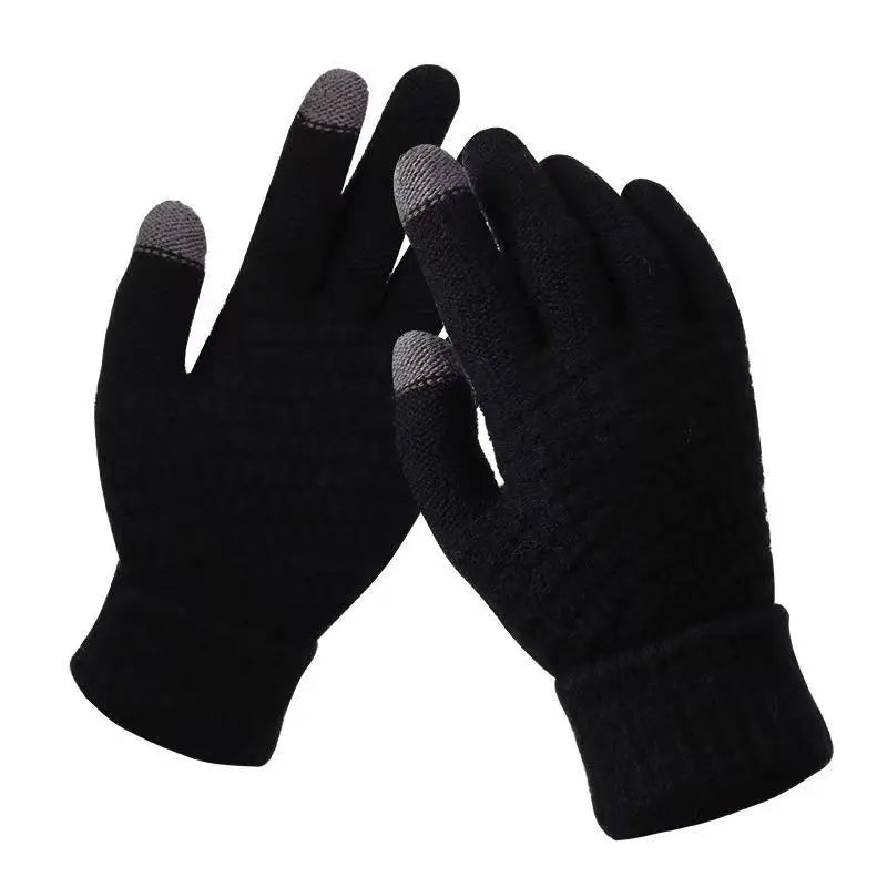 Women Men Warm Winter Touch Screen Gloves Stretch Classical Knit Mittens Wool Full Finger Outdoor Cycling Driving Glove - Ammpoure Wellbeing