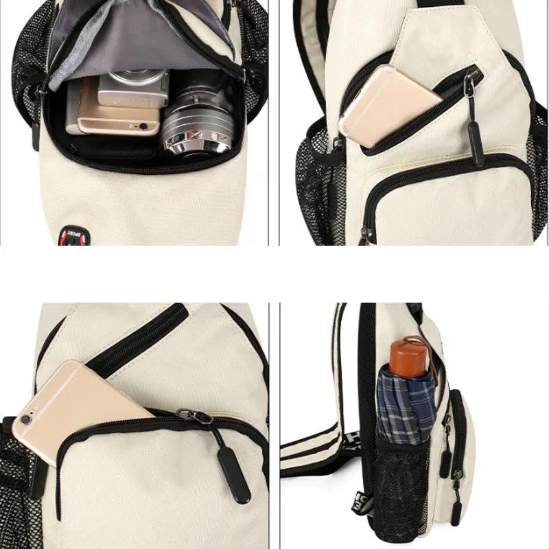 Women Small Backpack 2024 Casual Girls Chest Bag with Earphone Hole Travel Backpack Multi - Functional Rucksacks Mochila Mujer - Ammpoure Wellbeing