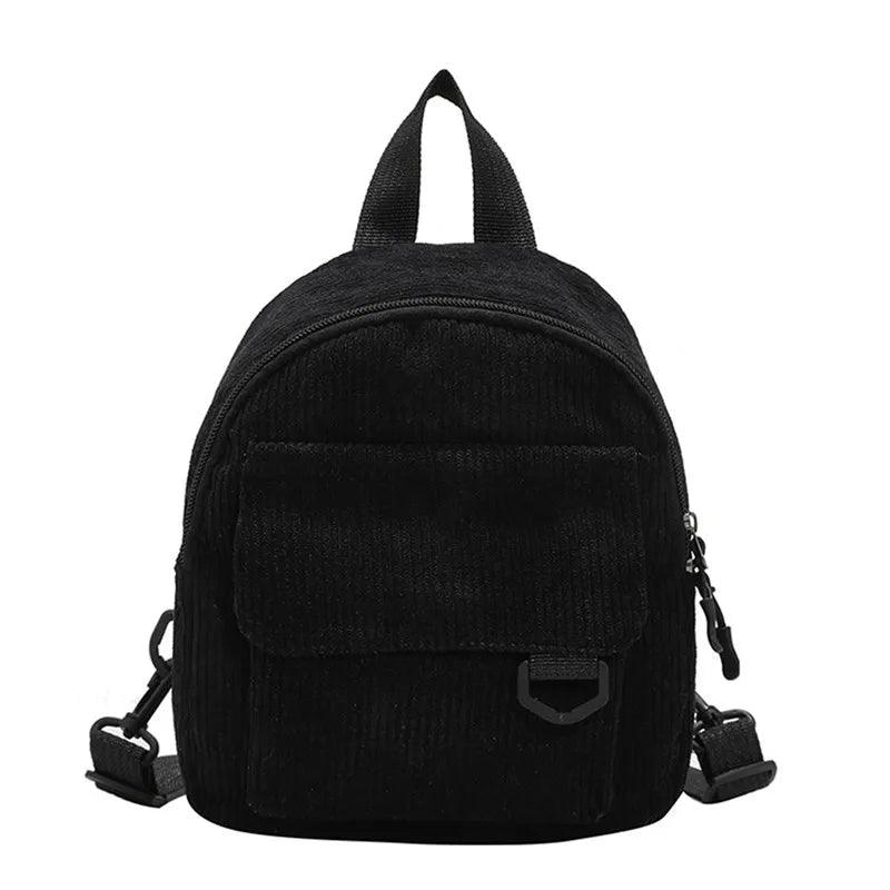 Women's Mini Backpack Fashion Solid Color Corduroy Small Simple Casual Traveling Large Capacity Durable Female's Schoolbag - Ammpoure Wellbeing