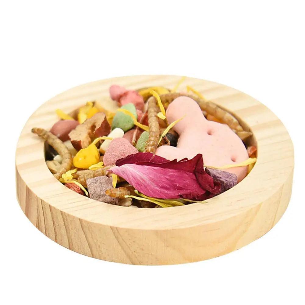 Wooden Hamster Feeding Bowl Hamster Food Bowl Small Animal Round Feeding Dish for Dwarf Syrian Hamsters Gerbils Mice - Ammpoure Wellbeing