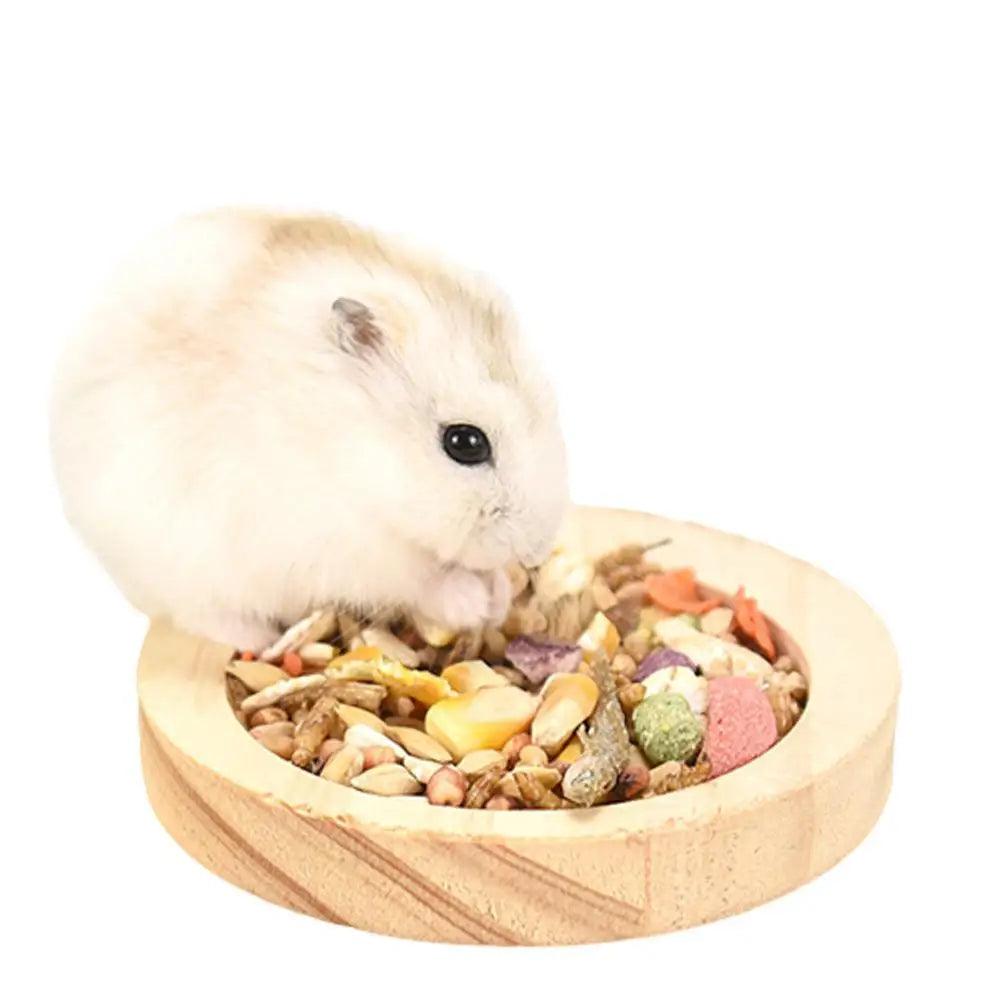 Wooden Hamster Feeding Bowl Hamster Food Bowl Small Animal Round Feeding Dish for Dwarf Syrian Hamsters Gerbils Mice - Ammpoure Wellbeing