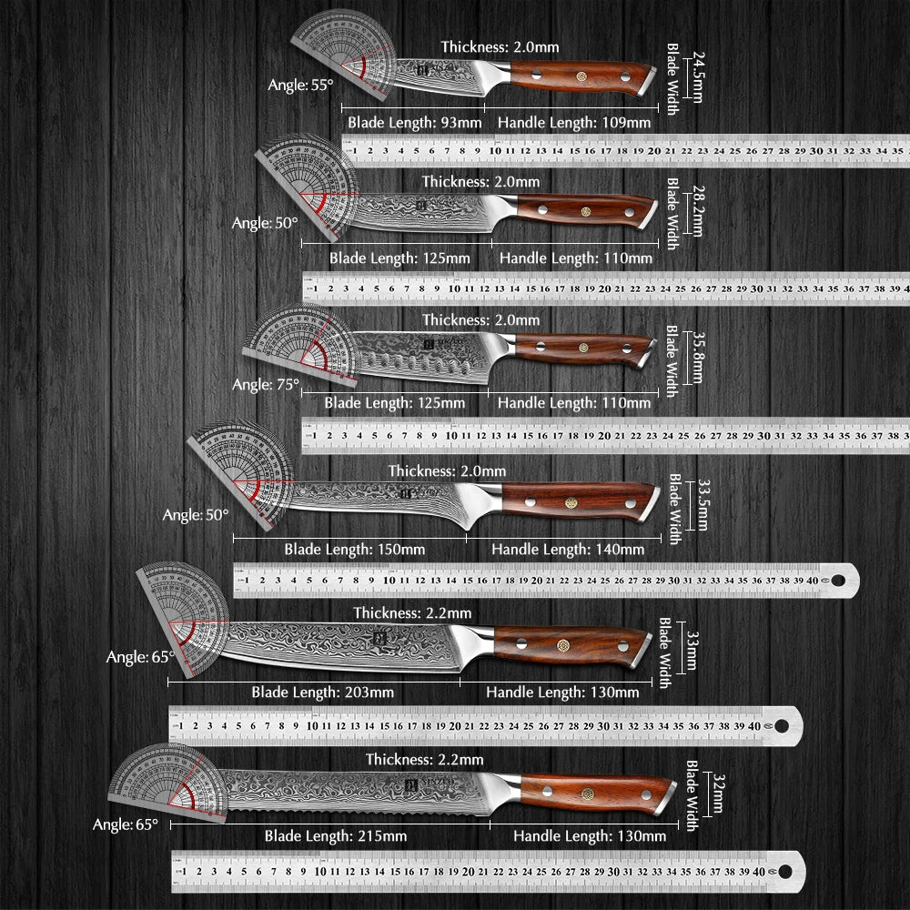 XINZUO 1 - 10 PCS Kitchen Knife 67 Layers Damascus Steel Chef Slicing Utility Paring Knife Steel Rosewood Handle Razor Sharp - Ammpoure Wellbeing