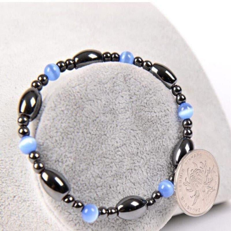 Nature Magnetic Therapy Black Stone Blue Cat Eye Beaded Hematite beads Bracelet biomagnetismo Health Care Weight Loss Bracelet - Ammpoure Wellbeing